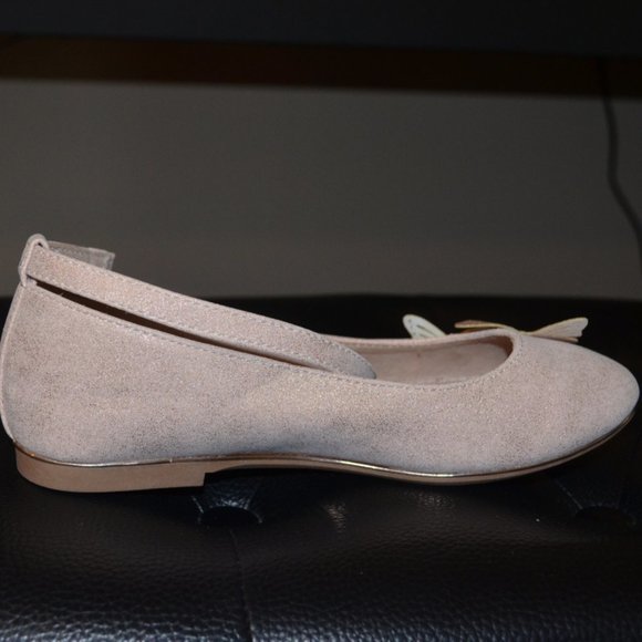 Self Esteem (R) Cream Sparkly Shoes Golden Butterflies Decor Ankle Fastener 3 - Picture 3 of 8